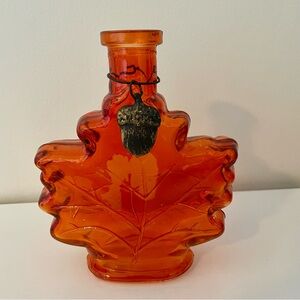 Orange Maple Leaf Shaped Glass Bottle Vase